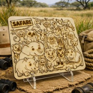 Safari Wooden Colour & Build Puzzle