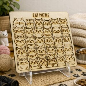 Cat-Themed Wooden Colour & Build Puzzle