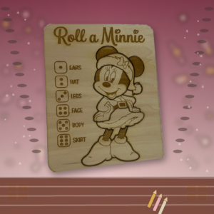 Roll a ....Minnie - Colour Your Own Wooden Roll-a-Character Puzzle Game – Children’s Festive Craft Activity