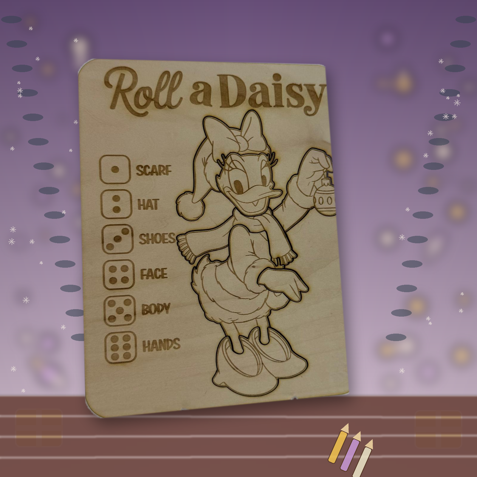 Roll a ....Daisy - Colour Your Own Wooden Roll-a-Character Puzzle Game – Children’s Festive Craft Activity