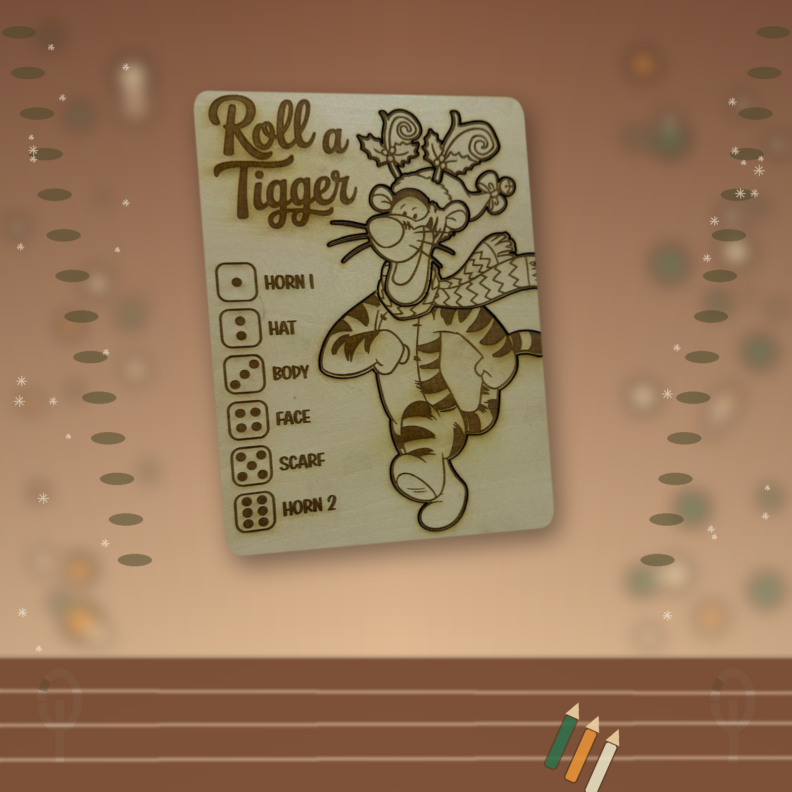 Roll a ....Tigger - Colour Your Own Wooden Roll-a-Character Puzzle Game – Children’s Festive Craft Activity