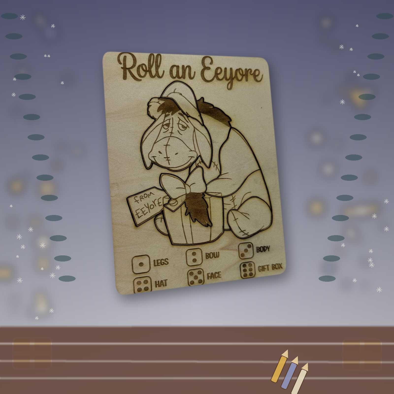 Roll a ....Eeyore - Colour Your Own Wooden Roll-a-Character Puzzle Game – Children’s Festive Craft Activity