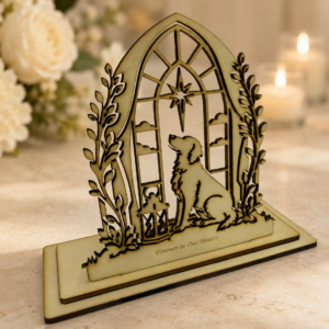 Personalised Wooden Dog Memorial Candle Holder - Heaven Gates