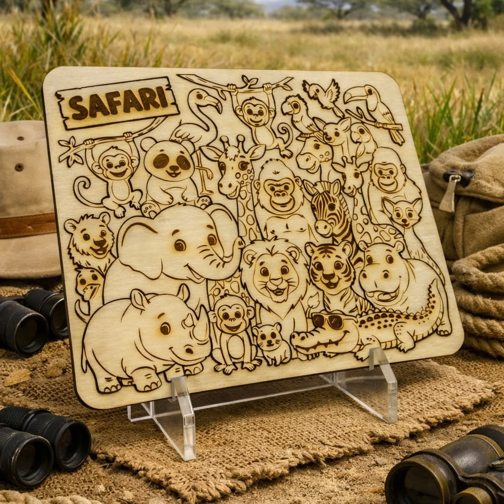 Safari Wooden Colour & Build Puzzle