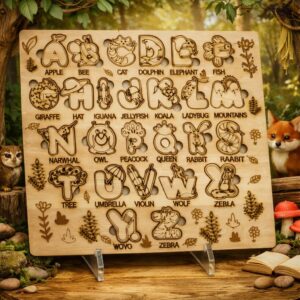 Colour Your Own Wooden Alphabet Puzzle | A–Z Learning Letters & Animal Matching Educational Toy for Kids