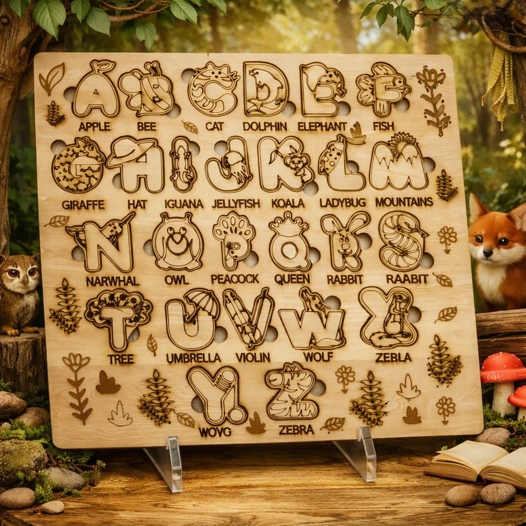 Colour Your Own Wooden Alphabet Puzzle | A–Z Learning Letters & Animal Matching Educational Toy for Kids