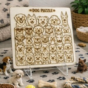 Dog-Themed Wooden Colour & Build Puzzle