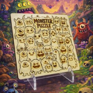 Monster Wooden Colour & Build Puzzle
