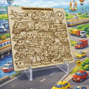 Transportation Wooden Colour & Build Puzzle