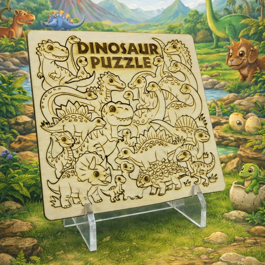 Dinosaur Wooden Colour & Build Puzzle