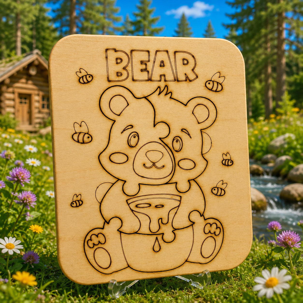 Wooden Bear Puzzle for Kids – Colour Your Own Wooden Jigsaw Puzzle