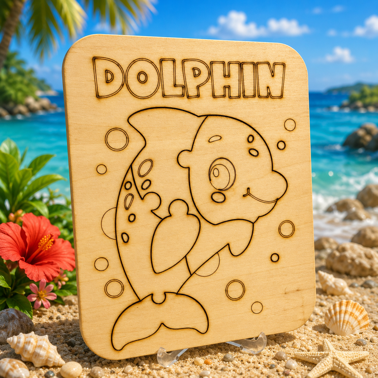 Wooden Dolphin Puzzle for Kids – Colour Your Own Wooden Jigsaw Puzzle
