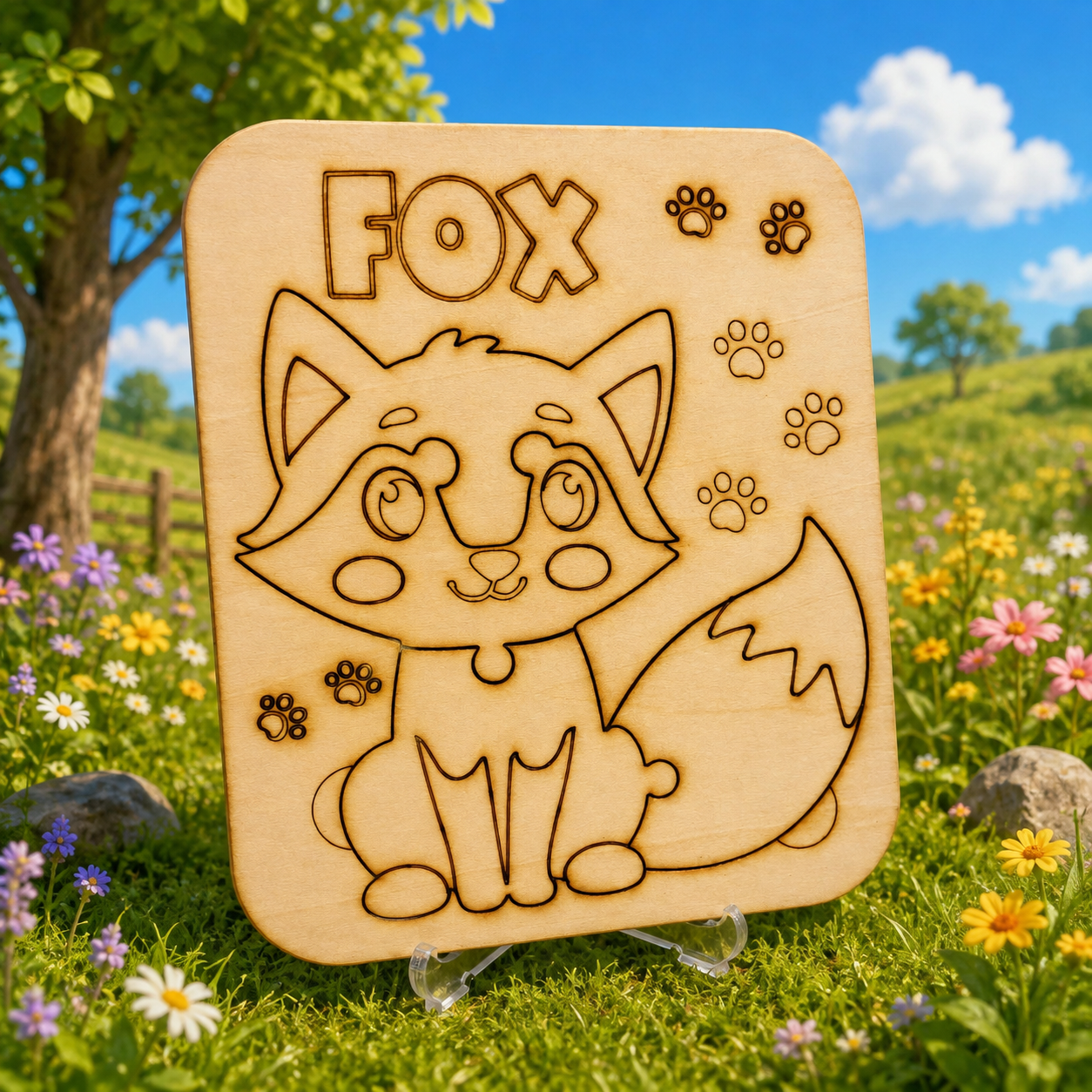 Wooden Fox Puzzle for Kids – Colour Your Own Wooden Jigsaw Puzzle