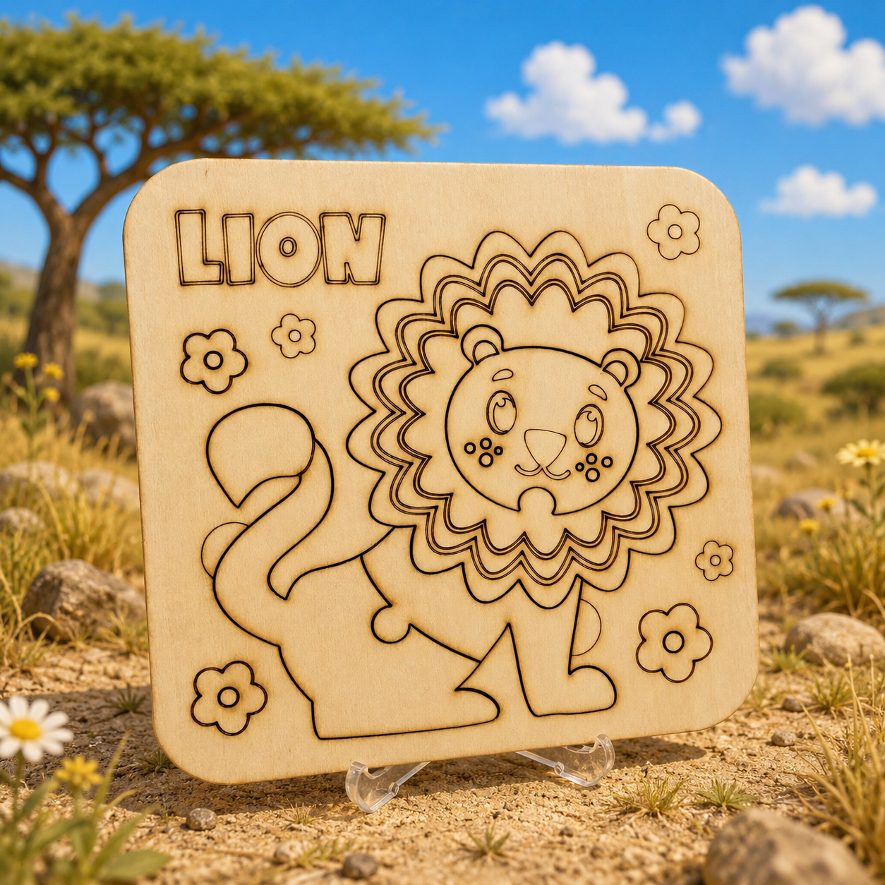 Wooden Lion Puzzle for Kids – Colour Your Own Wooden Jigsaw Puzzle