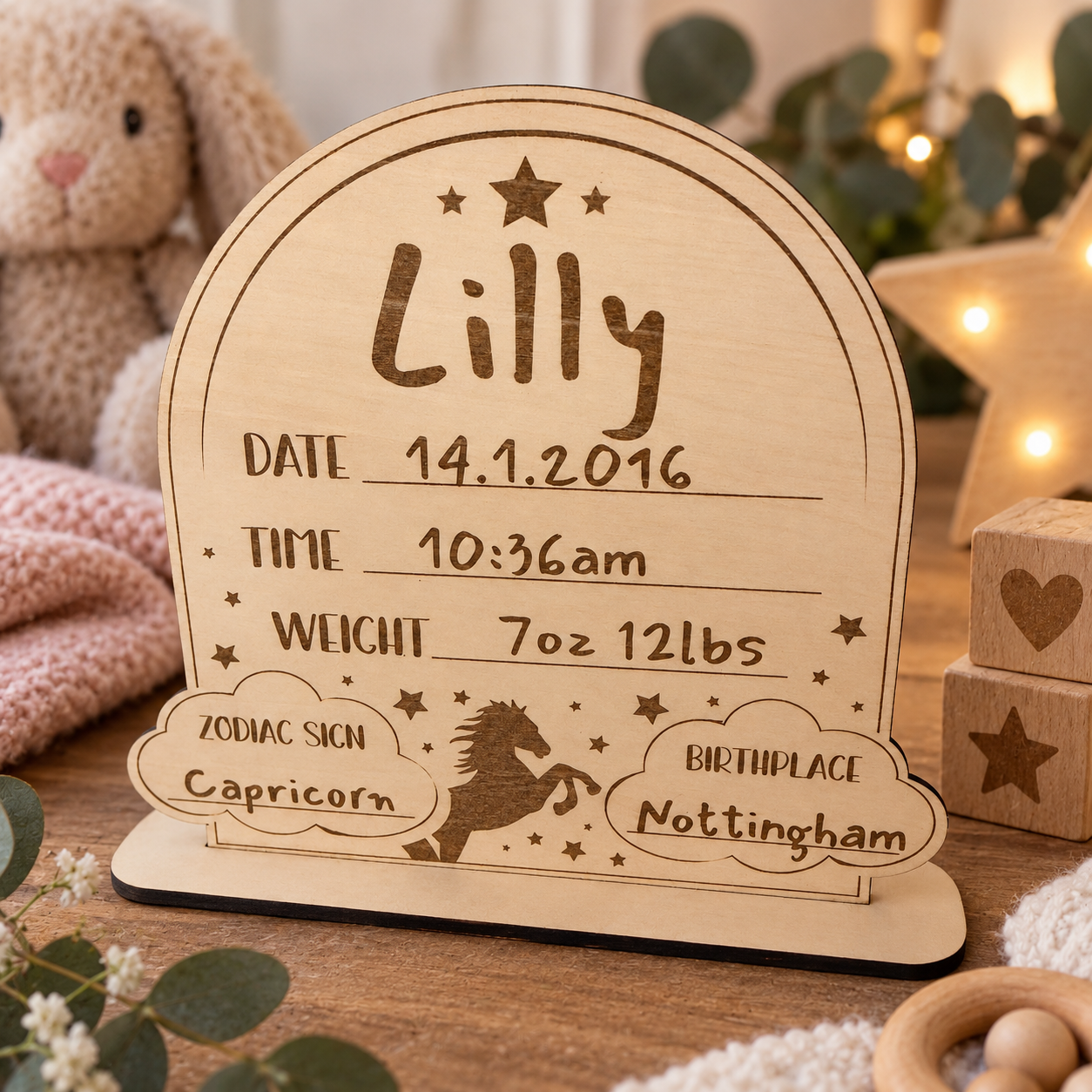 Personalised Baby Birth Details Wooden Keepsake Plaque